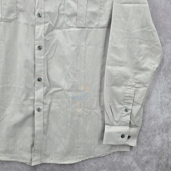 Axist Gray Button Down Western Work Casual Stripe Long Sleeve Dress Shirt XL - Picture 4 of 5